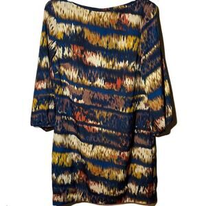 Amour Vert Ikat print shift dress navy mini dress